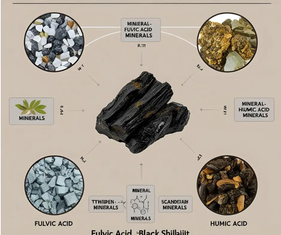 minéraux présents dans le shilajit