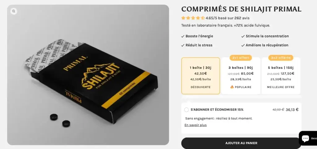 comprimés de primal shilajit