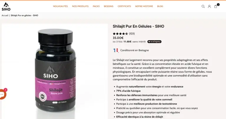 presentation gelules shilajit de siho