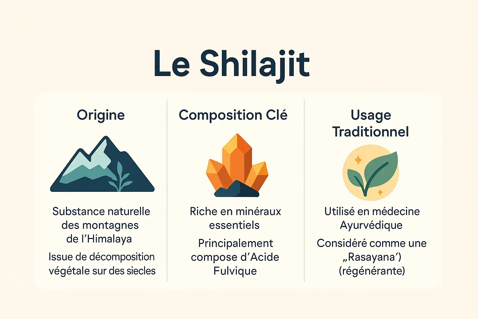 Infographie sur la composition du shilajit