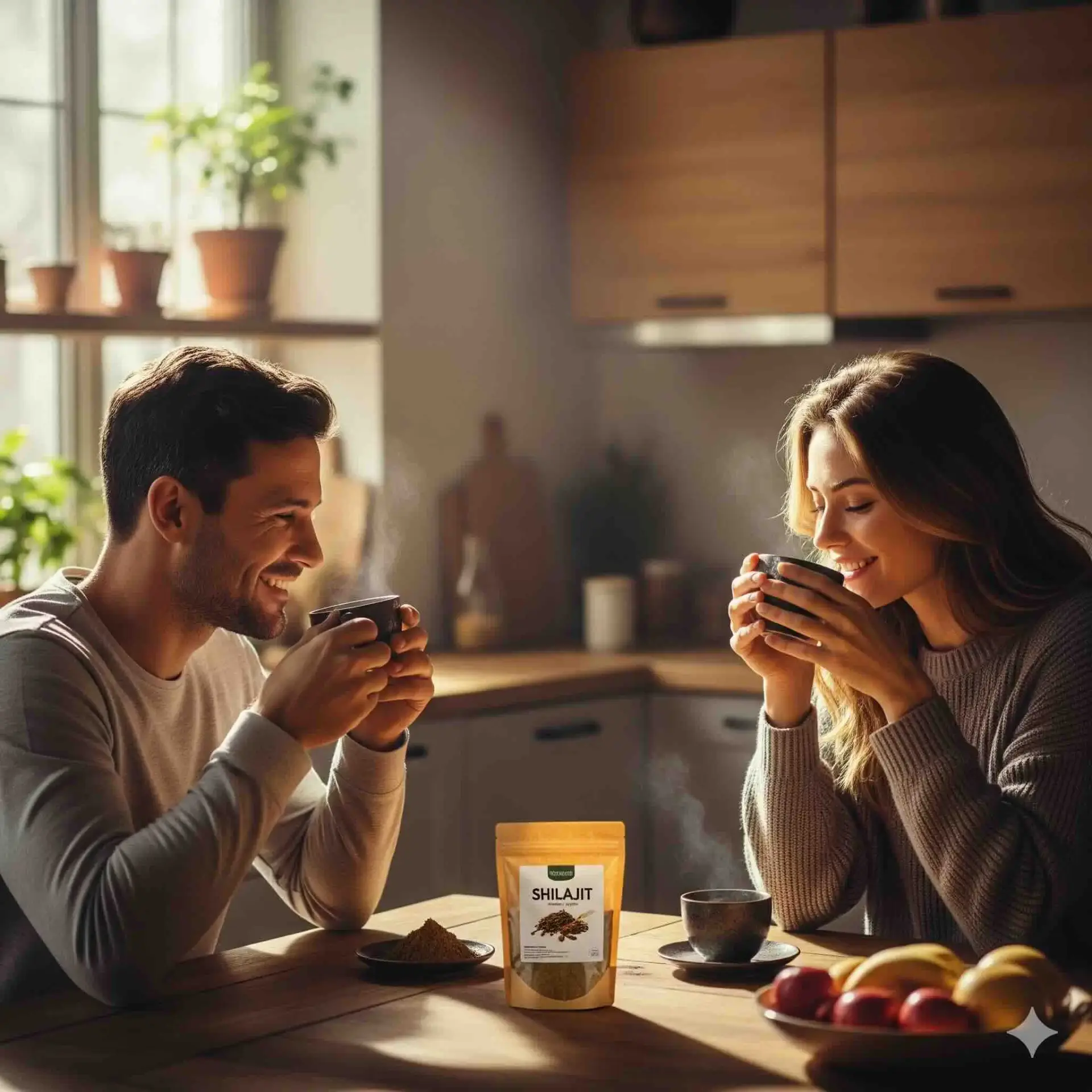 deux personnes qui prennent du shilajit le matin