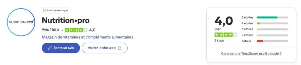 avis sur nutrition pro trustpilot