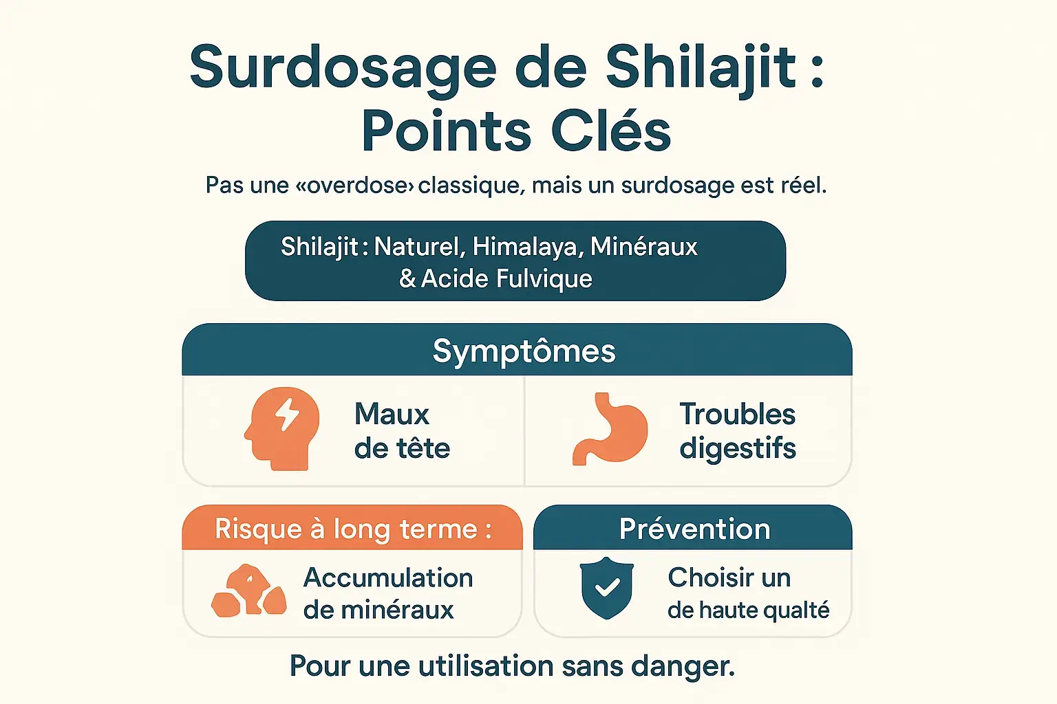 Surdosage ou overdose de shilajit : dangers et précautions essentielles Illustration sur les risques liés au surdosage de shilajit