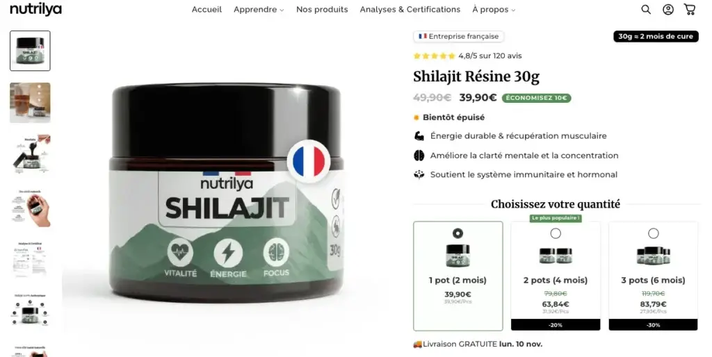 site internet de nutrilya shilajit