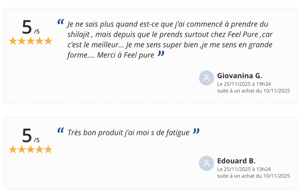 Shilajit Résine Feel Pure vs Movezen : Comparatif Complet et Avis L'essentiel à retenir : Feel Pure propose une résine de shilajit titrée à 75% d'acide fulvique, avec une transparence exemplaire sur toute la chaîne de production et près de 700 avis vérifiés. ✅ Movezen, malgré une communication soignée, peine à convaincre sur des critères essentiels : taux d'acide fulvique non confirmé, absence d'avis vérifiés sur des plateformes indépendantes, et de nombreux retours négatifs sur Amazon. ❗ Pour une cure de shilajit résine efficace et documentée, Feel Pure s'impose comme le choix le plus fiable. 🏆